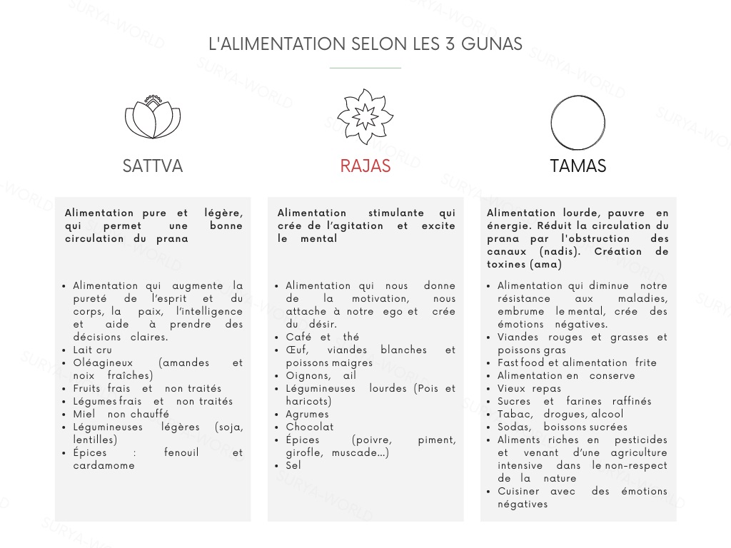 Alimentation en considerant des doshas en Ayurveda