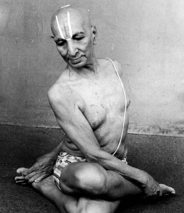 Krishnamacharya posture black white photo