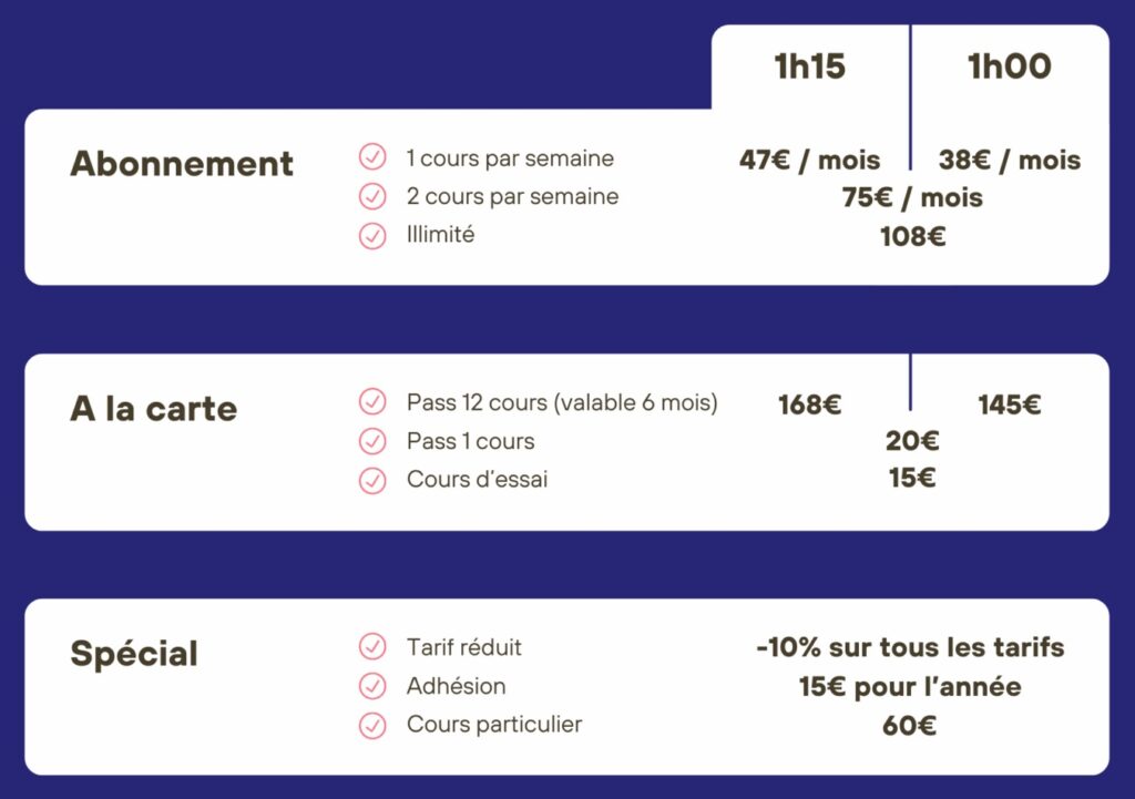 Tarifs pour des cours de yoga a Tours en France