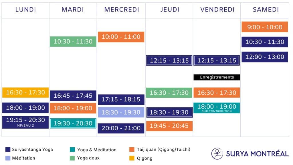 Planning automne 2025 cours